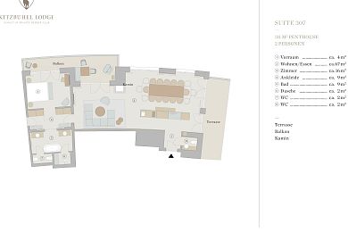 Floor plan lodge 307 ->  for 2 persons